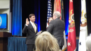 Alex is sworn in by Secretary of the Army Mark Esper